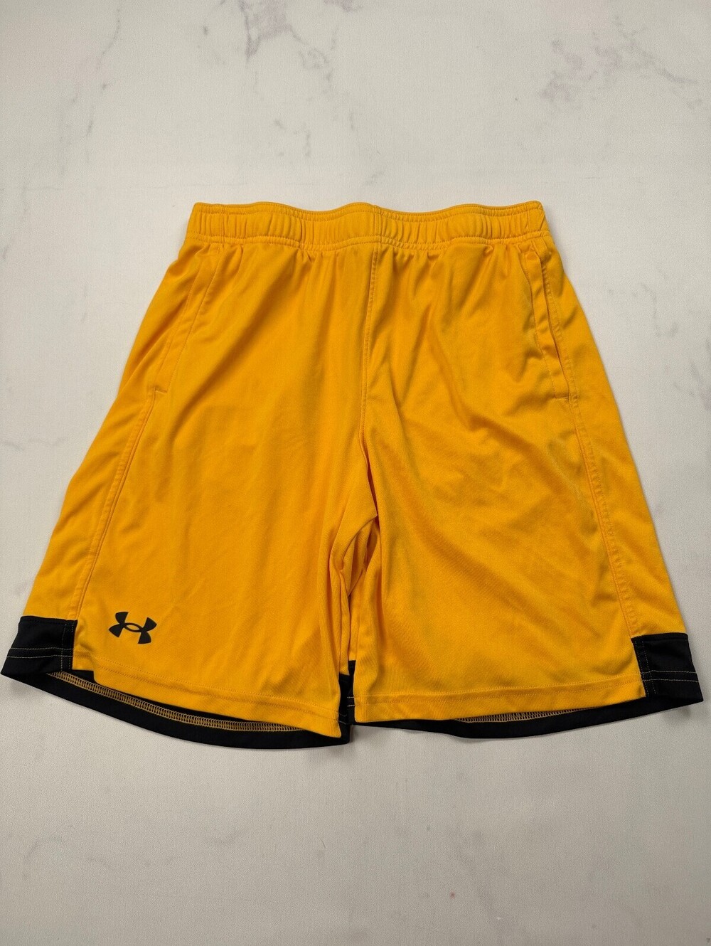 Under Armour Athletic Shorts Yellow Contemporary Standout Style - Boys YXL